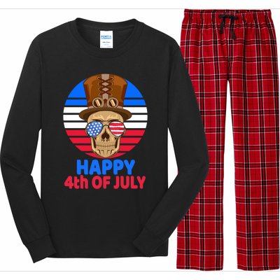 Steampunk Skull 4th Of July For Steampunk Lover July 4th Gift Long Sleeve Pajama Set