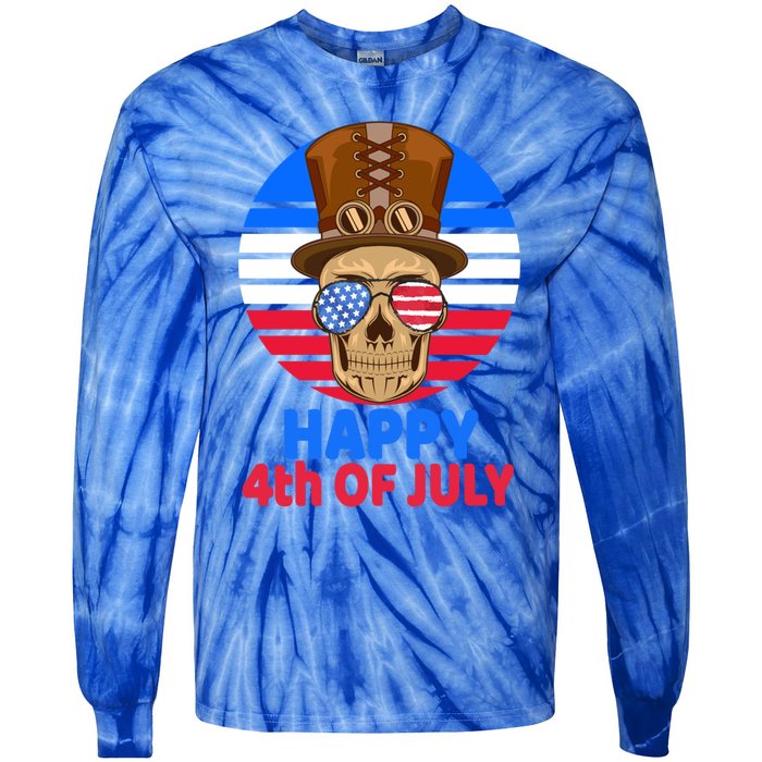 Steampunk Skull 4th Of July For Steampunk Lover July 4th Gift Tie-Dye Long Sleeve Shirt