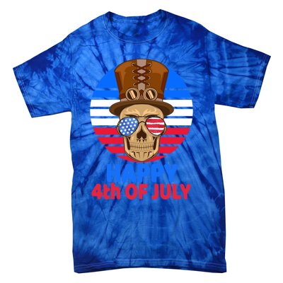 Steampunk Skull 4th Of July For Steampunk Lover July 4th Gift Tie-Dye T-Shirt