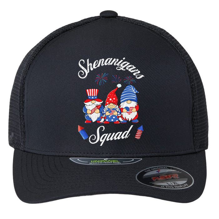 Shenanigans Squad 4th Of July Gnome American Proud Patriotic Flexfit Unipanel Trucker Cap