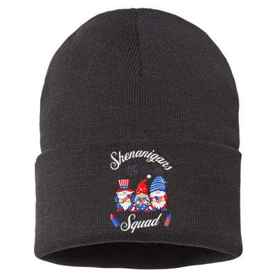 Shenanigans Squad 4th Of July Gnome American Proud Patriotic Sustainable Knit Beanie