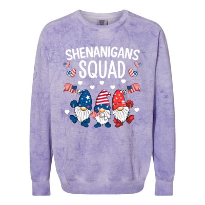 Shenanigans Squad 4th Of July Gnome Patriotic Funny Gift Colorblast Crewneck Sweatshirt