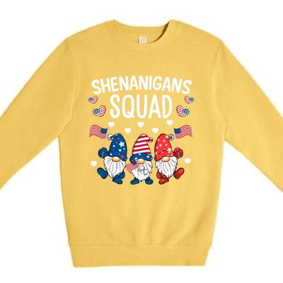 Shenanigans Squad 4th Of July Gnome Patriotic Funny Gift Premium Crewneck Sweatshirt