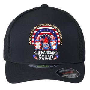 Shenanigans Squad 4th Of July Gnomes Rainbow Us Independence Funny Gift Flexfit Unipanel Trucker Cap