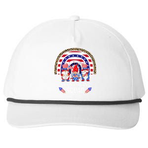 Shenanigans Squad 4th Of July Gnomes Rainbow Us Independence Funny Gift Snapback Five-Panel Rope Hat