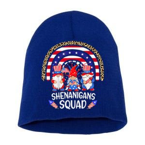 Shenanigans Squad 4th Of July Gnomes Rainbow Us Independence Funny Gift Short Acrylic Beanie