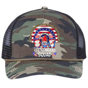 Shenanigans Squad 4th Of July Gnomes Rainbow Us Independence Funny Gift Retro Rope Trucker Hat Cap