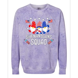 Shenanigans Squad 4th Of July Gnomes Usa Independence Day Great Gift Colorblast Crewneck Sweatshirt