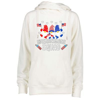 Shenanigans Squad 4th Of July Gnomes Usa Independence Day Great Gift Womens Funnel Neck Pullover Hood