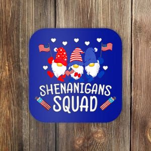 Shenanigans Squad 4th Of July Gnomes Usa Independence Day Great Gift Coaster