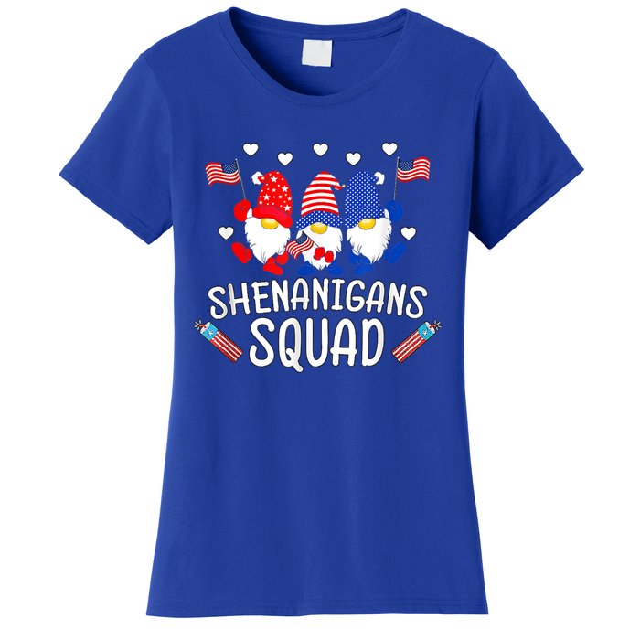 Shenanigans Squad 4th Of July Gnomes Usa Independence Day Great Gift Women's T-Shirt