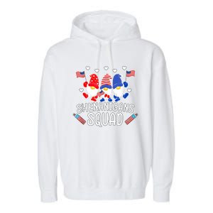 Shenanigans Squad 4th Of July Gnomes Usa Independence Day Great Gift Garment-Dyed Fleece Hoodie