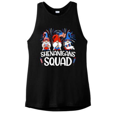 Shenanigans Squad 4th Of July Gnomes Usa Gnomies American Meaningful Gift Ladies PosiCharge Tri-Blend Wicking Tank