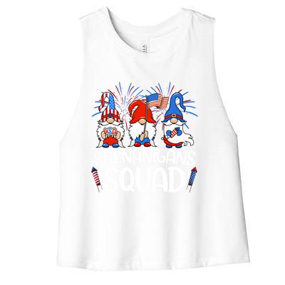 Shenanigans Squad 4th Of July Gnomes Usa Gnomies American Meaningful Gift Women's Racerback Cropped Tank