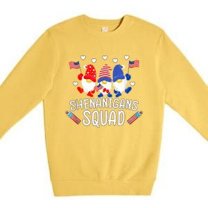 Shenanigans Squad 4th Of July Gnomes Usa Independence Day Gift Premium Crewneck Sweatshirt