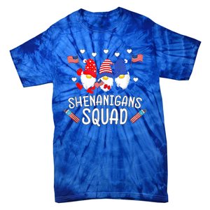 Shenanigans Squad 4th Of July Gnomes Usa Independence Day Gift Tie-Dye T-Shirt