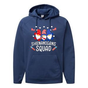 Shenanigans Squad 4th Of July Gnomes Usa Independence Day Gift Performance Fleece Hoodie