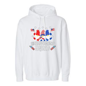 Shenanigans Squad 4th Of July Gnomes Usa Independence Day Gift Garment-Dyed Fleece Hoodie