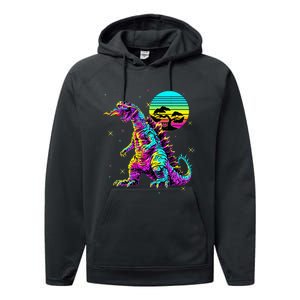 Streetwear Synthwave 80s 90s Retro Anime Snakezilla Performance Fleece Hoodie