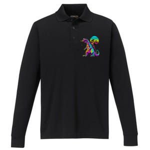 Streetwear Synthwave 80s 90s Retro Anime Snakezilla Performance Long Sleeve Polo