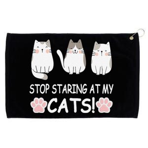 Stop Staring At My Cats Funny Weird Humor Hilarious Cat Grommeted Golf Towel