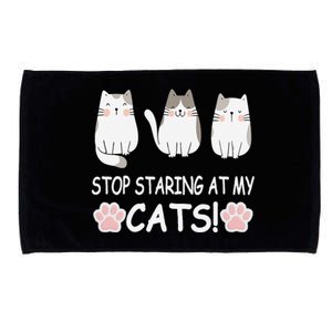 Stop Staring At My Cats Funny Weird Humor Hilarious Cat Microfiber Hand Towel