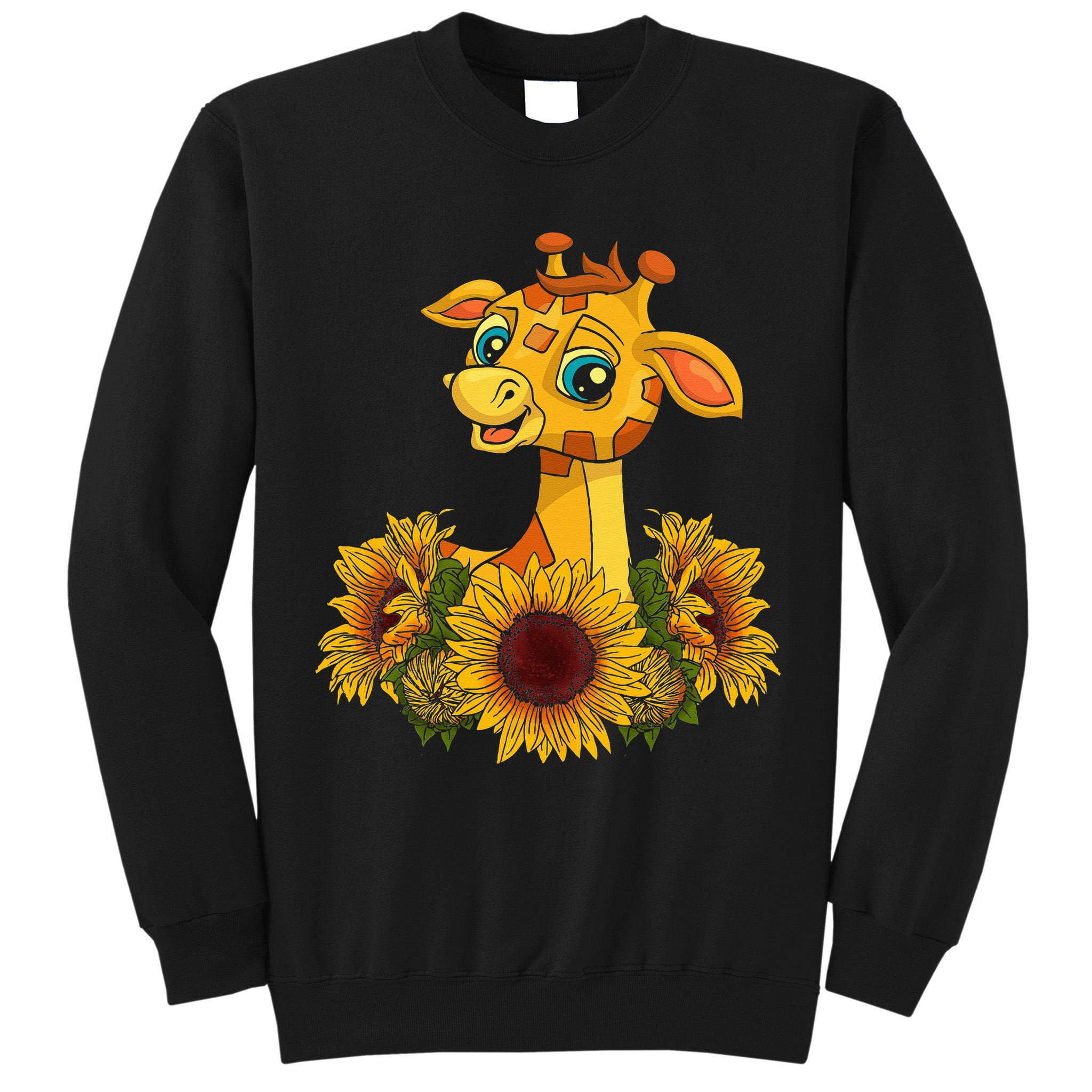 Sunflower Safari Africa Animal Gift Giraffe Tall Sweatshirt