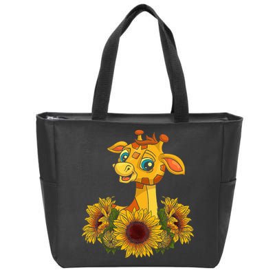 Sunflower Safari Africa Animal Gift Giraffe Zip Tote Bag