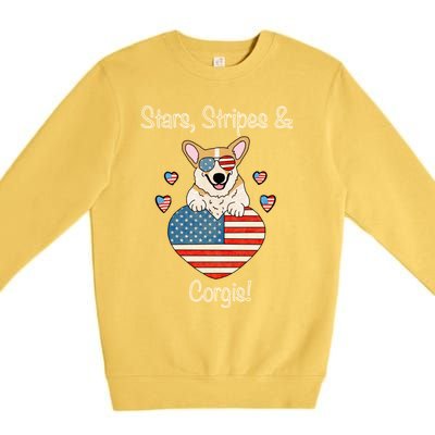 Stars Stripes And Corgis Pembroke Welsh Corgi Indian Creek Gift Premium Crewneck Sweatshirt