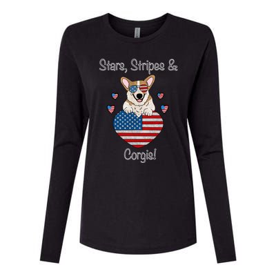 Stars Stripes And Corgis Pembroke Welsh Corgi Indian Creek Gift Womens Cotton Relaxed Long Sleeve T-Shirt