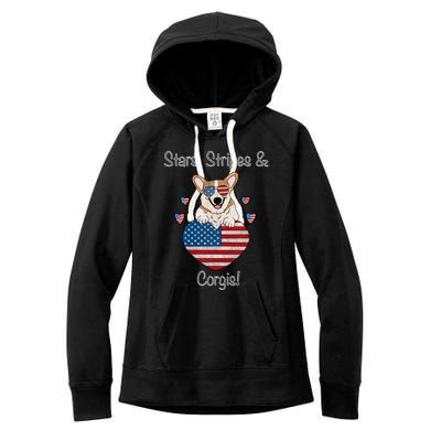 Stars Stripes And Corgis Pembroke Welsh Corgi Indian Creek Gift Women's Fleece Hoodie