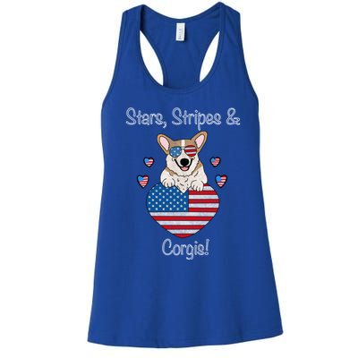 Stars Stripes And Corgis Pembroke Welsh Corgi Indian Creek Gift Women's Racerback Tank