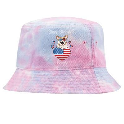 Stars Stripes And Corgis Pembroke Welsh Corgi Indian Creek Gift Tie-Dyed Bucket Hat