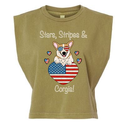 Stars Stripes And Corgis Pembroke Welsh Corgi Indian Creek Gift Garment-Dyed Women's Muscle Tee