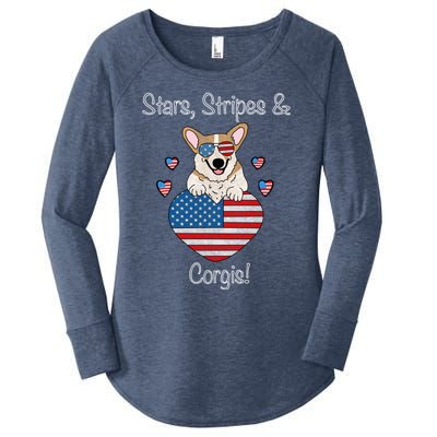 Stars Stripes And Corgis Pembroke Welsh Corgi Indian Creek Gift Women's Perfect Tri Tunic Long Sleeve Shirt