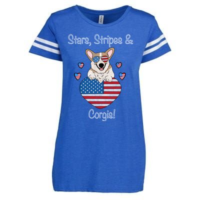 Stars Stripes And Corgis Pembroke Welsh Corgi Indian Creek Gift Enza Ladies Jersey Football T-Shirt