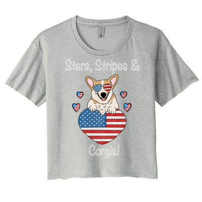 Stars Stripes And Corgis Pembroke Welsh Corgi Indian Creek Gift Women's Crop Top Tee