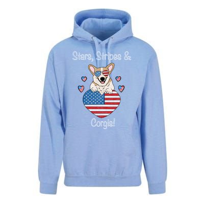 Stars Stripes And Corgis Pembroke Welsh Corgi Indian Creek Gift Unisex Surf Hoodie