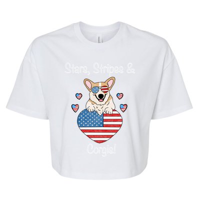 Stars Stripes And Corgis Pembroke Welsh Corgi Indian Creek Gift Bella+Canvas Jersey Crop Tee