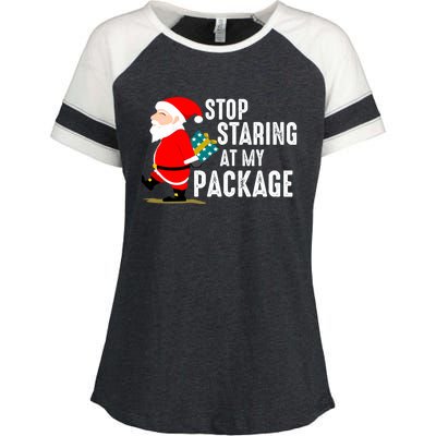 Stop Staring At My Package Funny Adult Humour Xmas Gift Enza Ladies Jersey Colorblock Tee