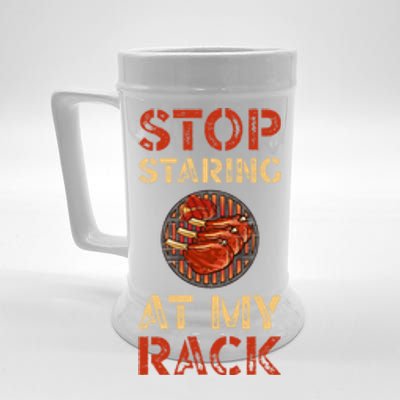 Stop Staring At My Rack Barbecue Grill Griller Grillfather Gift Beer Stein