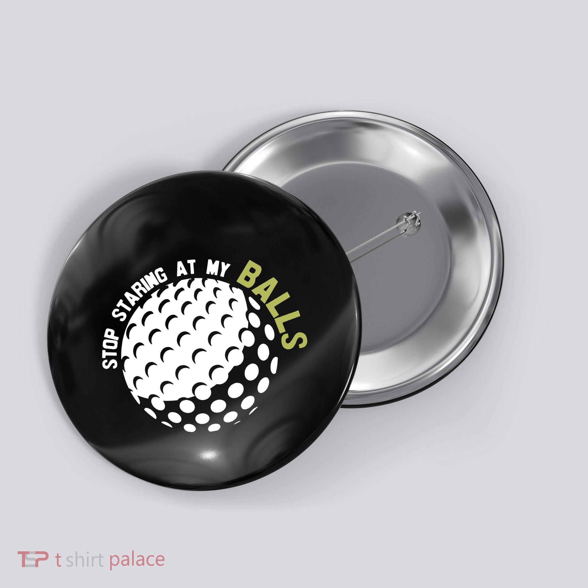 Stop Staring At My Balls Golf Button