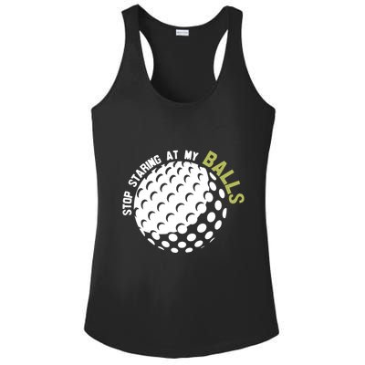 Stop Staring At My Balls Golf Ladies PosiCharge Competitor Racerback Tank