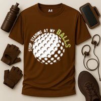 Stop Staring At My Balls Golf Cooling Performance Crew T-Shirt