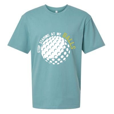 Stop Staring At My Balls Golf Sueded Cloud Jersey T-Shirt
