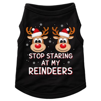 Stop Staring At My Reindeers Dirty Xmas Boob Joke Doggie Tank