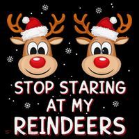 Stop Staring At My Reindeers Dirty Xmas Boob Joke Tall T-Shirt