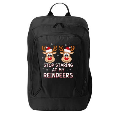 Stop Staring At My Reindeers Dirty Xmas Boob Joke City Backpack