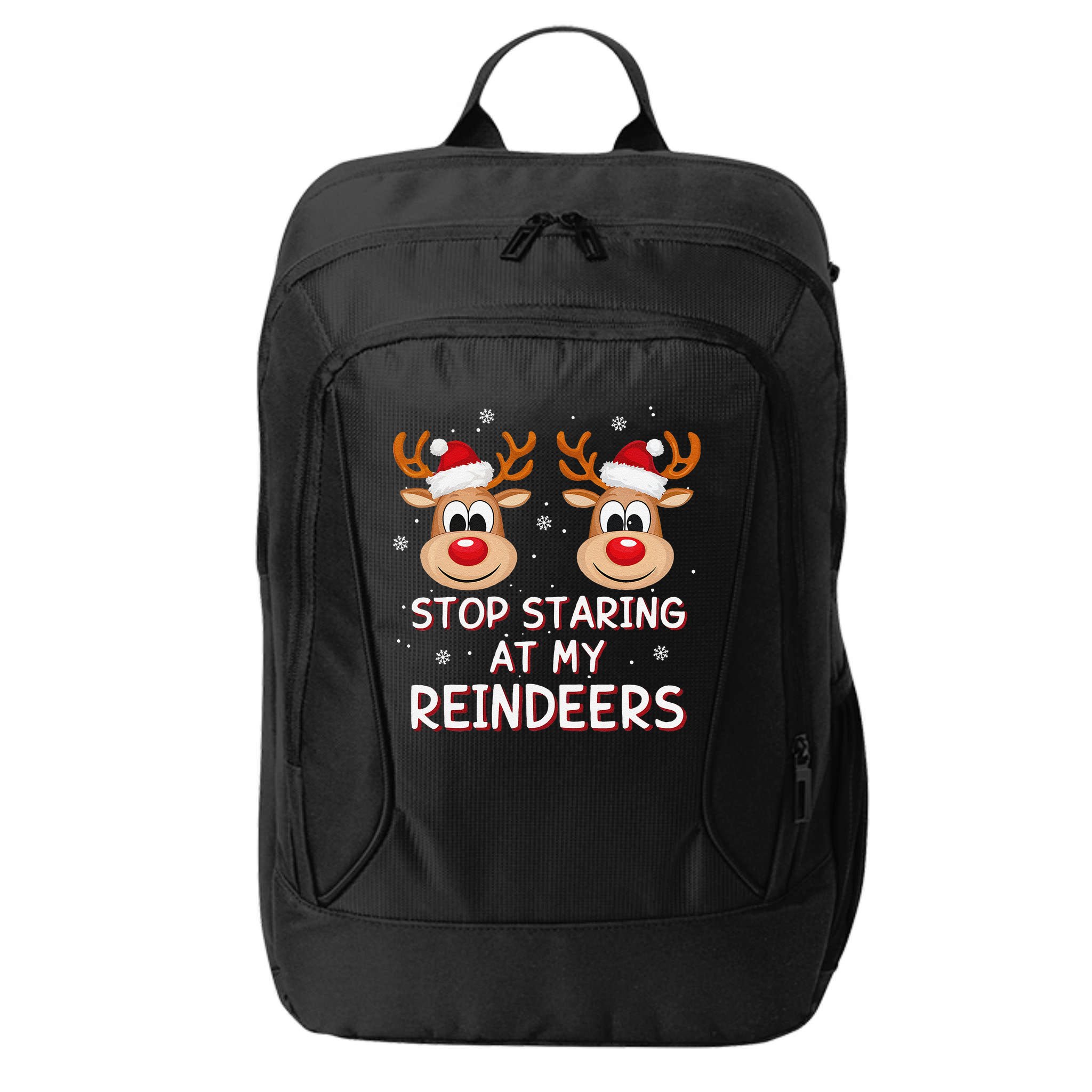 Stop Staring At My Reindeers Dirty Xmas Boob Joke City Backpack