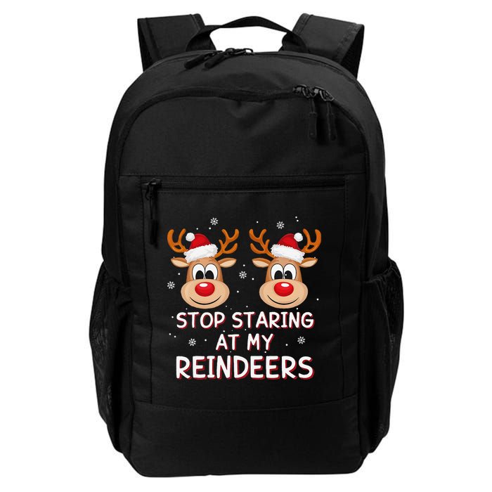 Stop Staring At My Reindeers Dirty Xmas Boob Joke Backpack